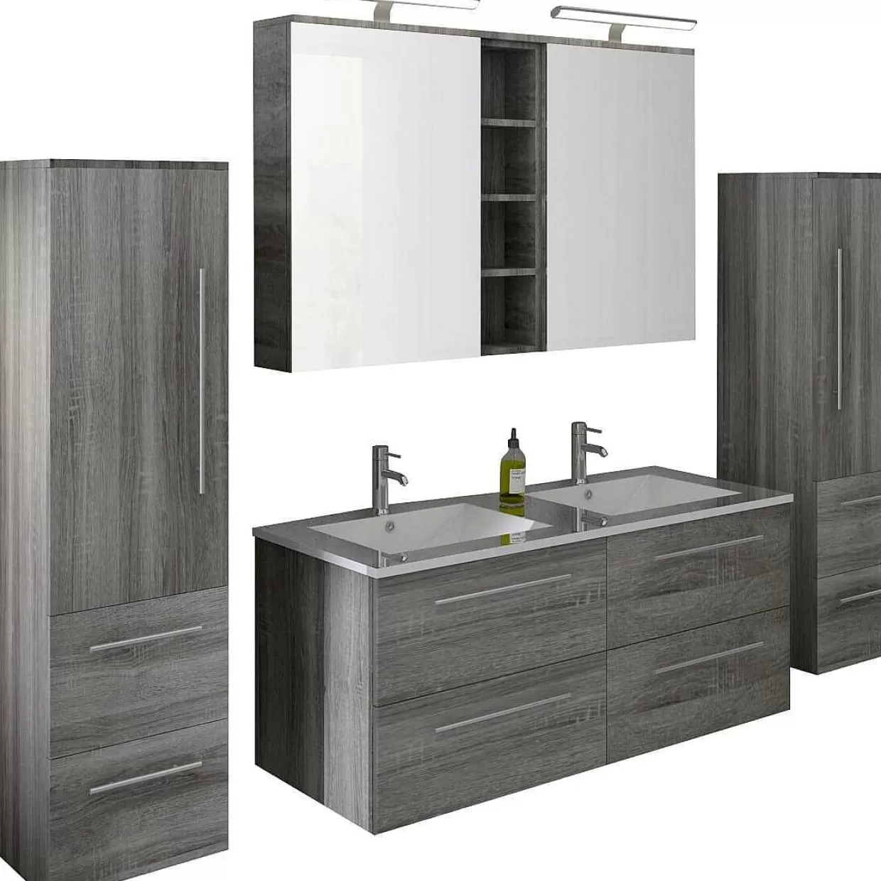 Badezimmer-Set Eiche Grau 120 (4-Teilig)>mutoni casual Outlet