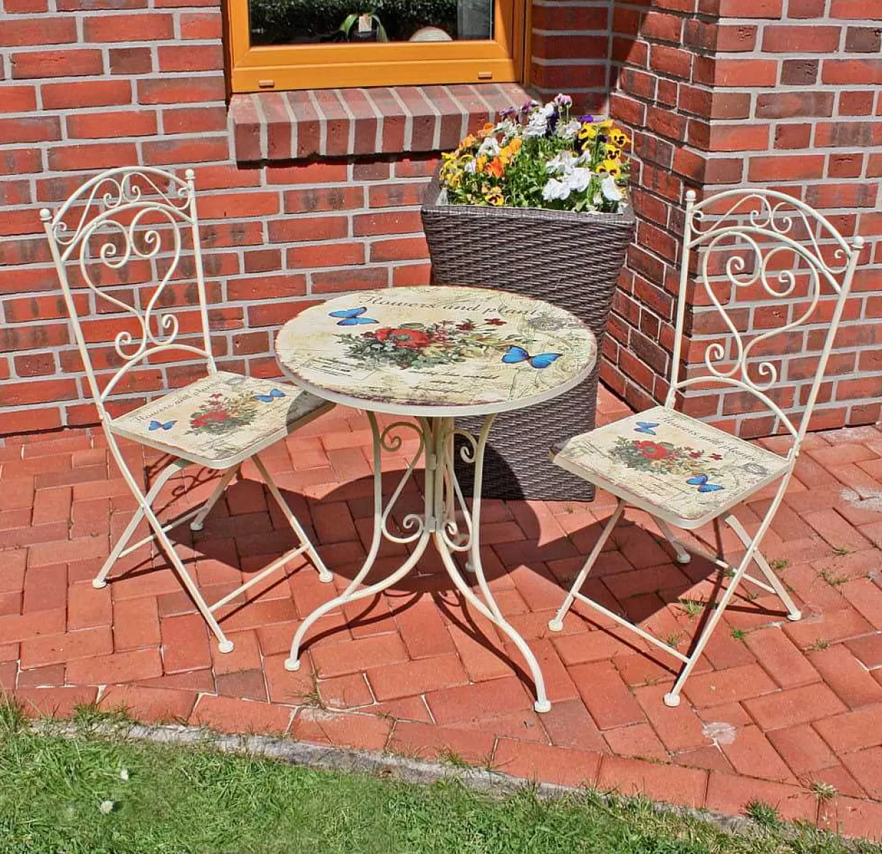 Bistro-Set Floral Stahl Altweiss>mutoni pleasure Clearance