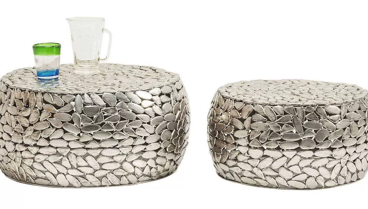 Couchtisch Pebbles Deluxe Silber (2/Set)>KARE Design Fashion