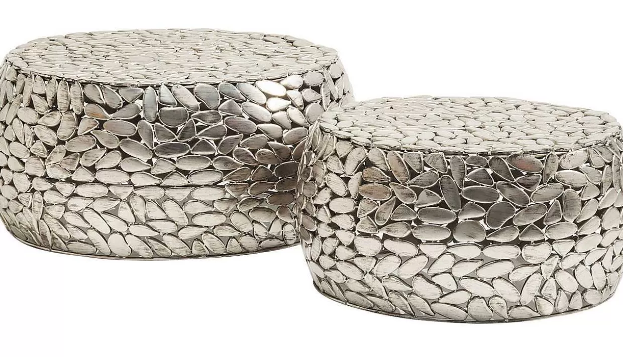 Couchtisch Pebbles Deluxe Silber (2/Set)>KARE Design Fashion