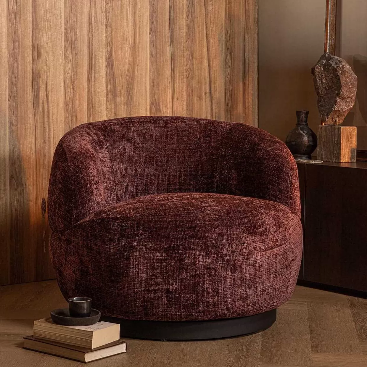 Drehsessel Woolly Aubergine>mutoni living Outlet