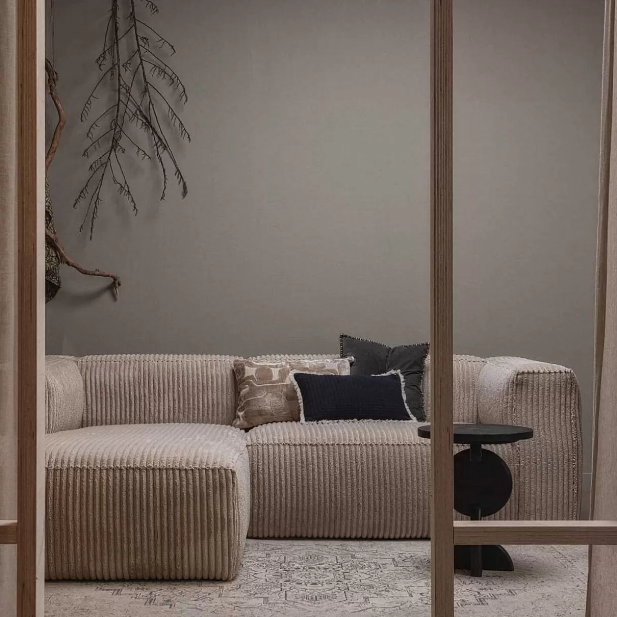 Ecksofa Bean Links Hefty Ribcord Travertin 254X178>mutoni living Clearance