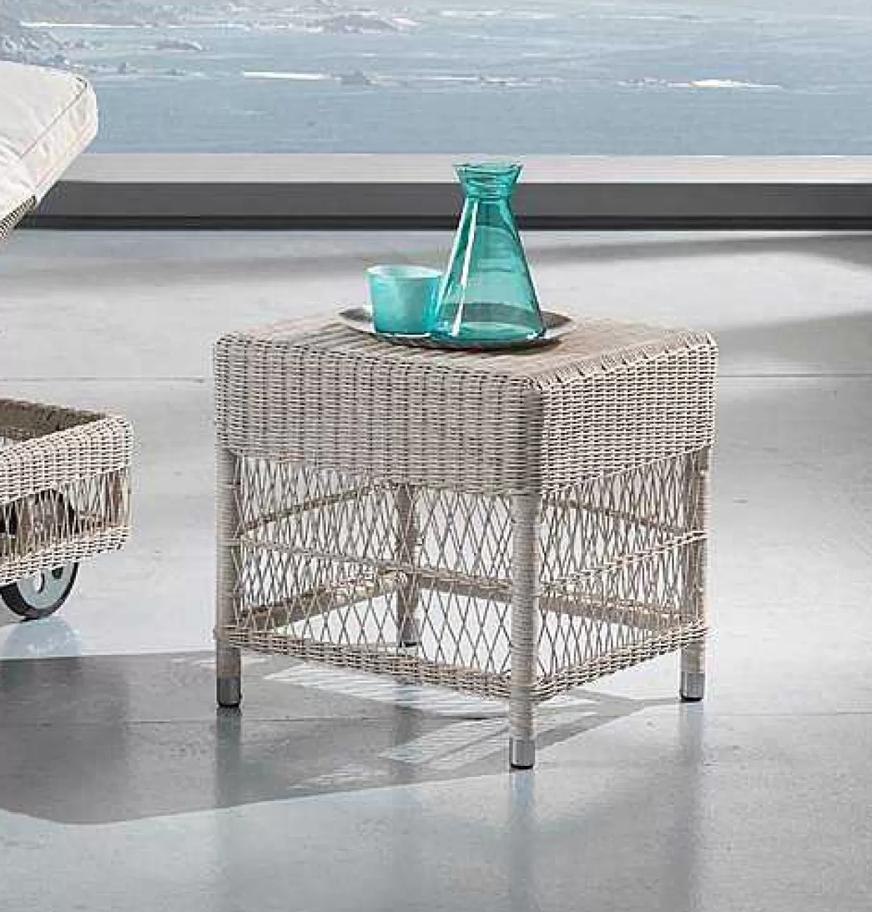 Garten Beistelltisch Camille Polyrattan Bianco Wash 45X45>mutoni ethnic Shop