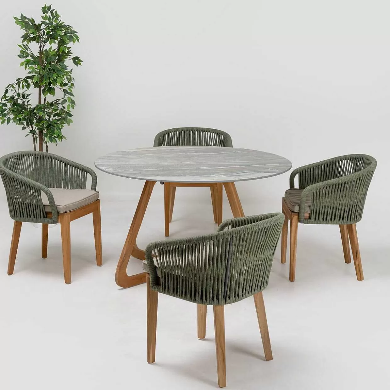 Garten Esstisch Corinto Rund Teak Keramik 145>mutoni ethnic Fashion