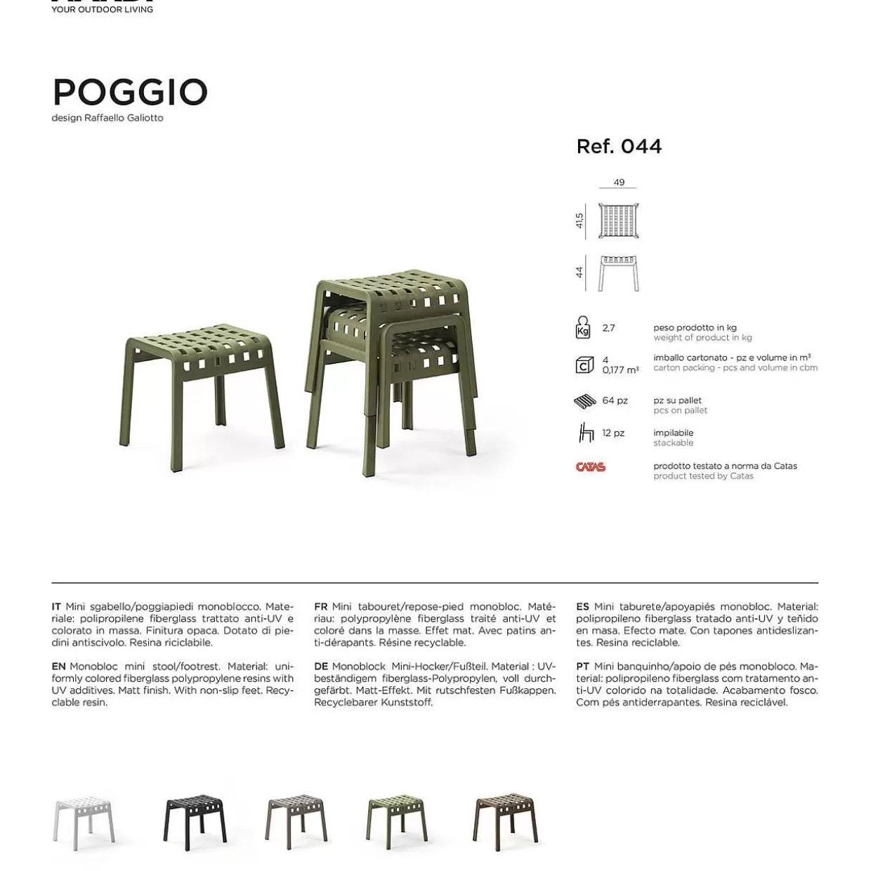 Garten Hocker Poggio Braun>NARDI outdoor Clearance