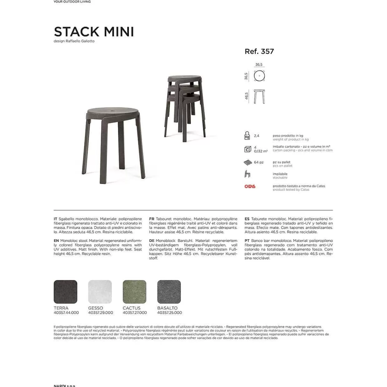 Garten Hocker Stack Mini Grun>NARDI outdoor Outlet