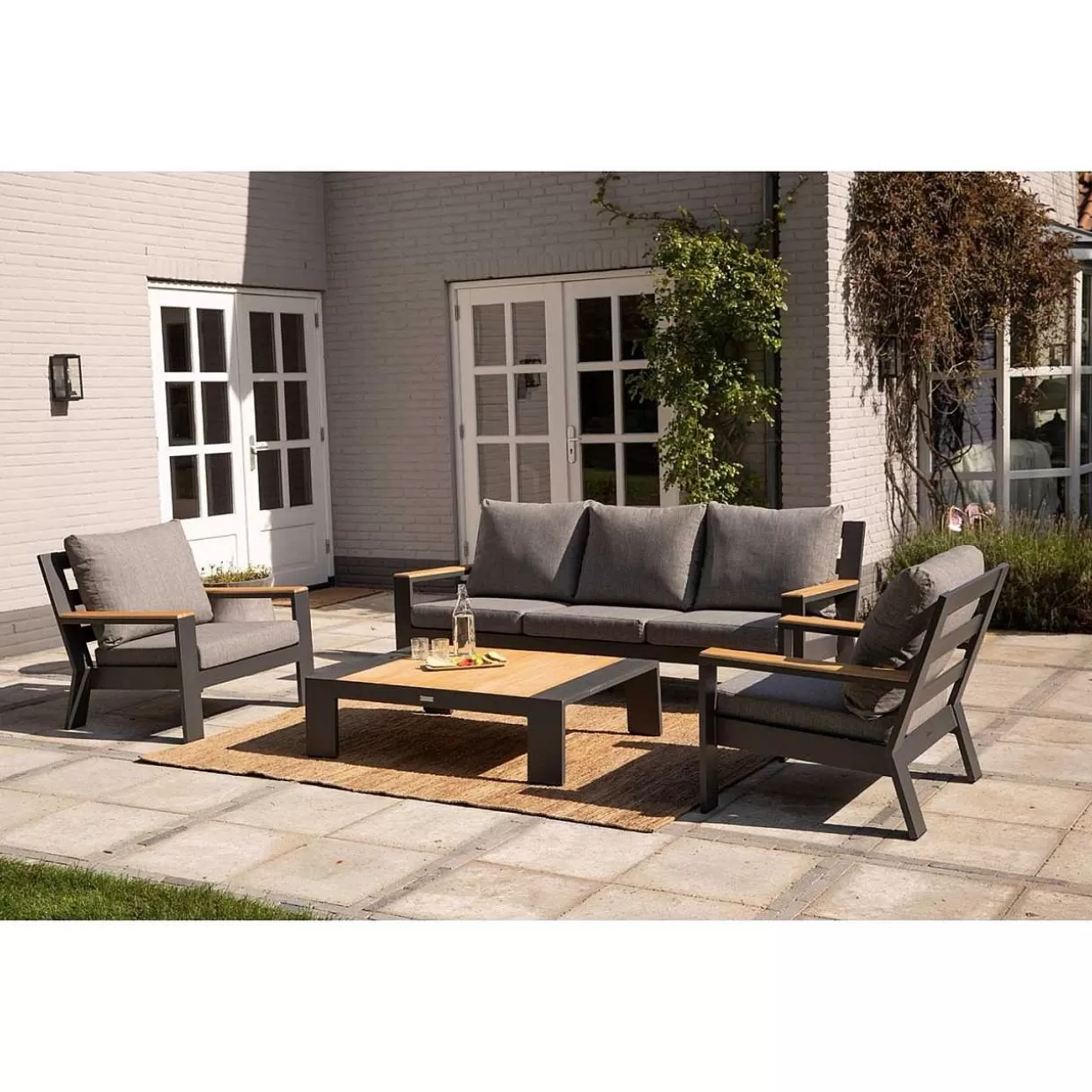 Gartensofa Valerie 3-Sitzer Teak Anthrazit 214>mutoni living Online