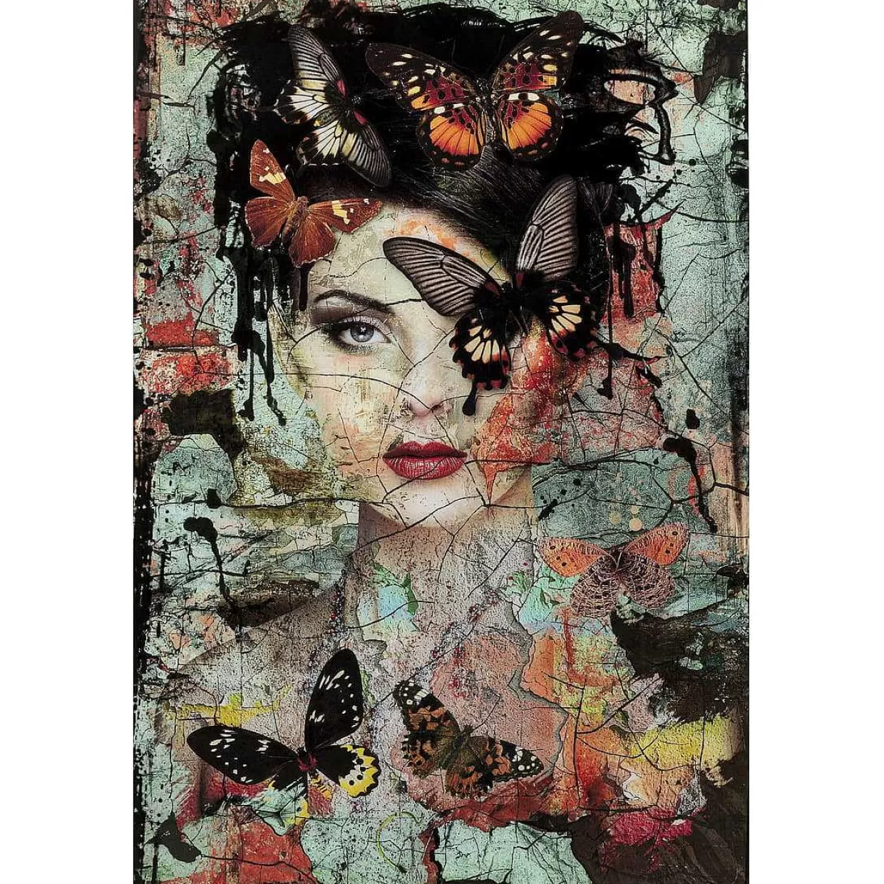 Glasbild Lady Butterfly 100X150>KARE Design Shop