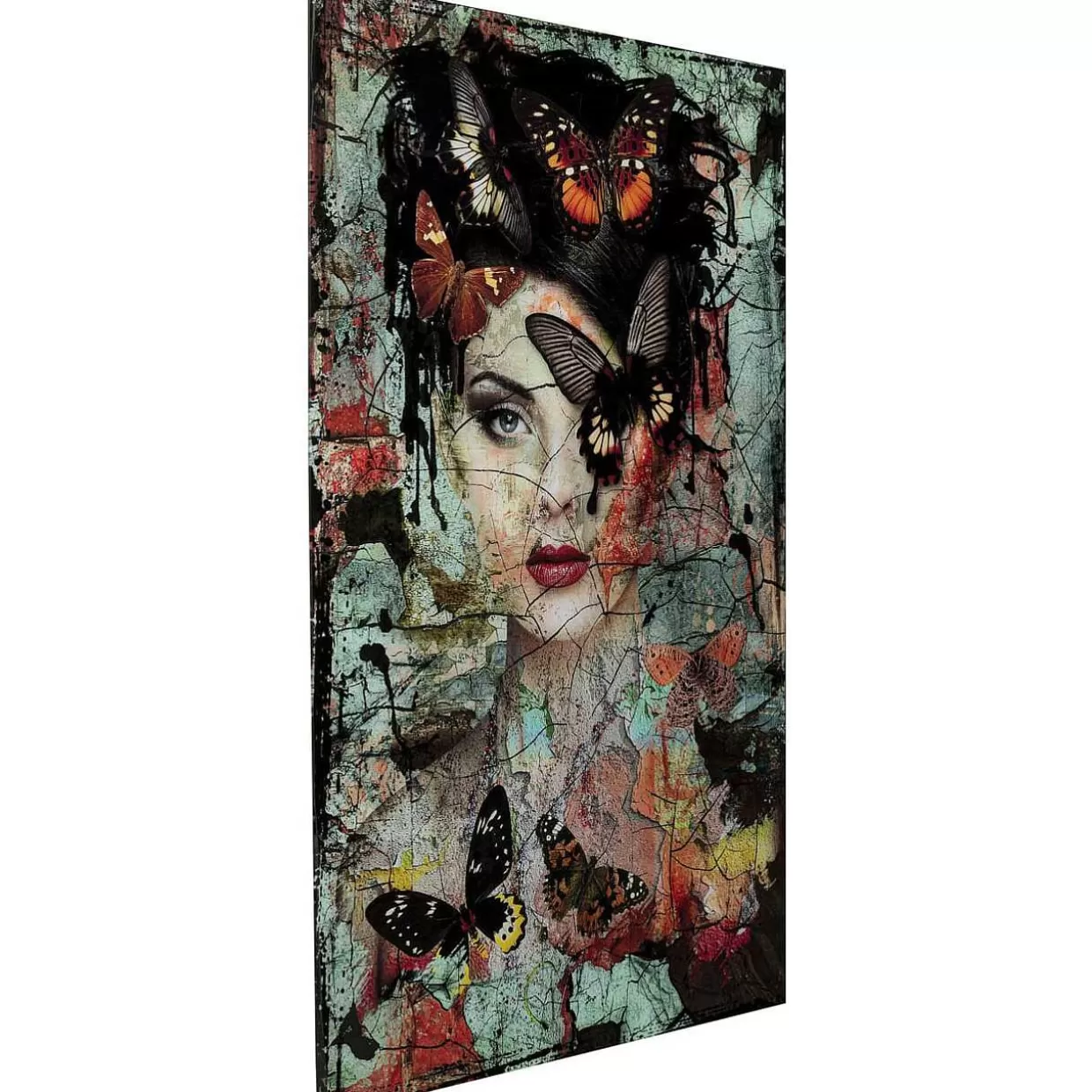 Glasbild Lady Butterfly 100X150>KARE Design Shop