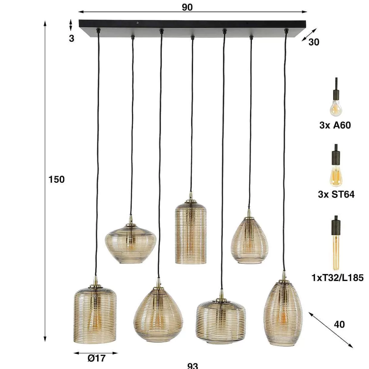 Hangelampe Faixa 7L Braunglas>mutoni industrial Cheap