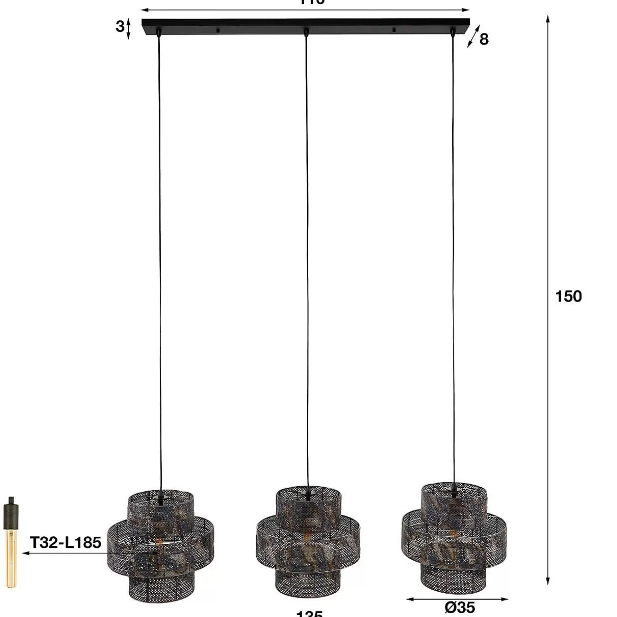 Hangelampe Lantern 3L>mutoni industrial Online