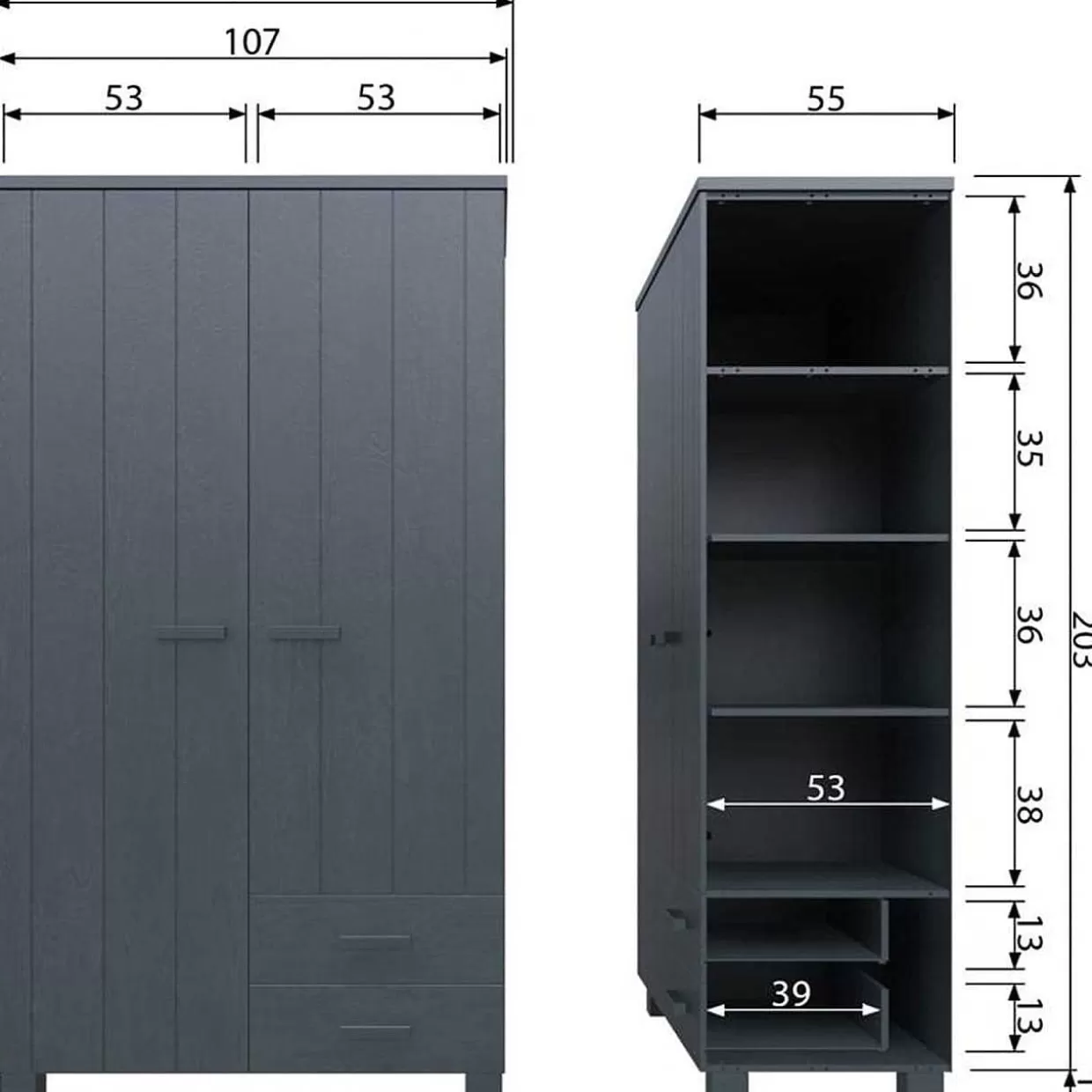 Schrank Dennis Mit Schubladen Ledergriffe Kiefer Stahlgrau>mutoni living Shop