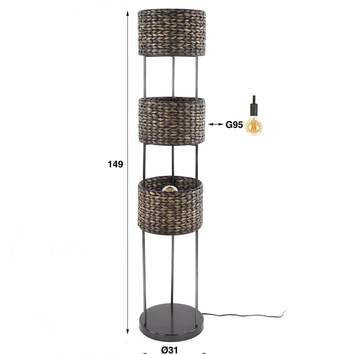 Stehlampe Jacinto 3L Tower>mutoni industrial Online