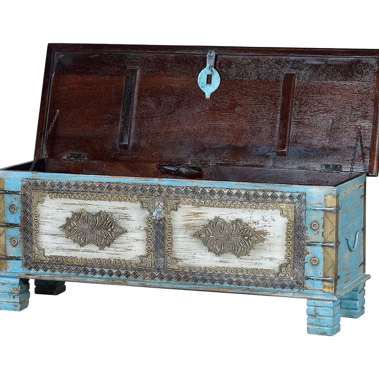 Truhe Mango Blau Vintage 116X40>mutoni inspiration Outlet