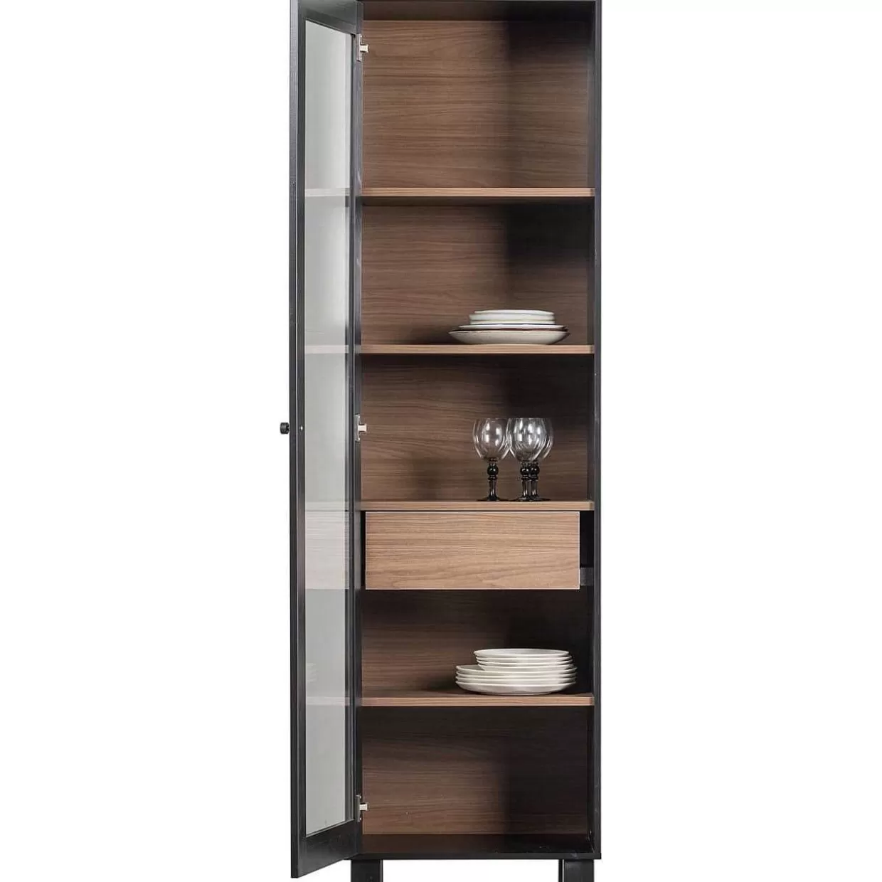 Vitrinenschrank Goos Kiefer Schwarz Walnuss 200X57>mutoni living Cheap