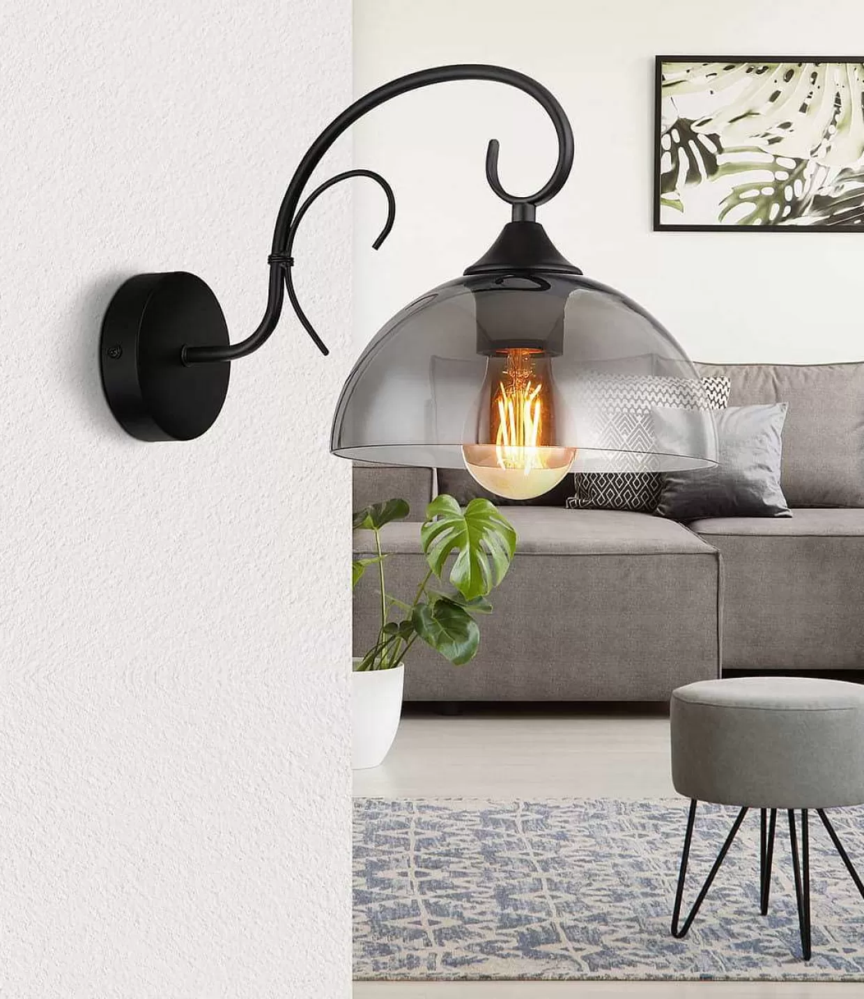 Wandleuchte Cottage Metall Schwarz Matt 1Xe27>mutoni light New