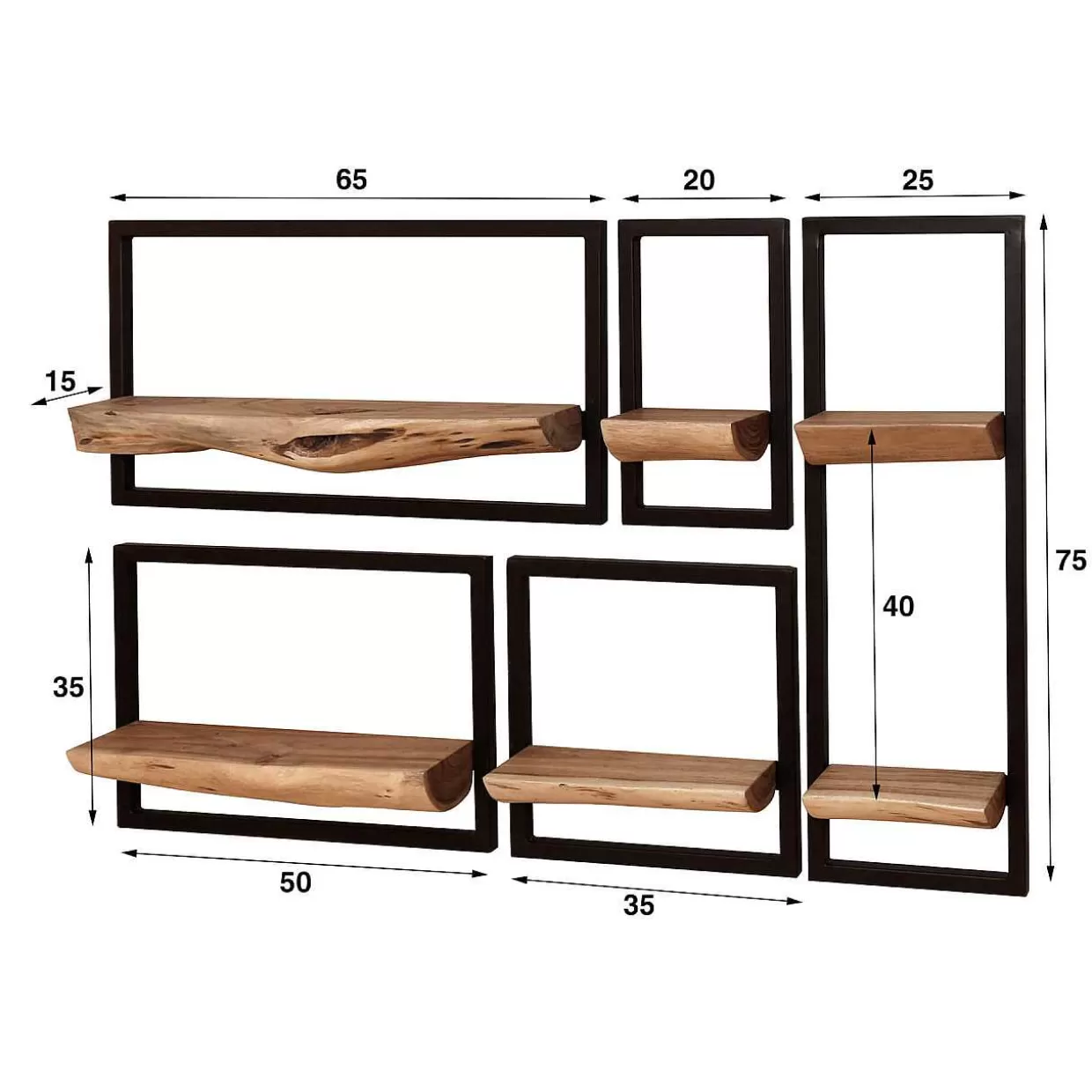 Wandregal Edge Akazie Natur (5Er-Set)>mutoni industrial Cheap