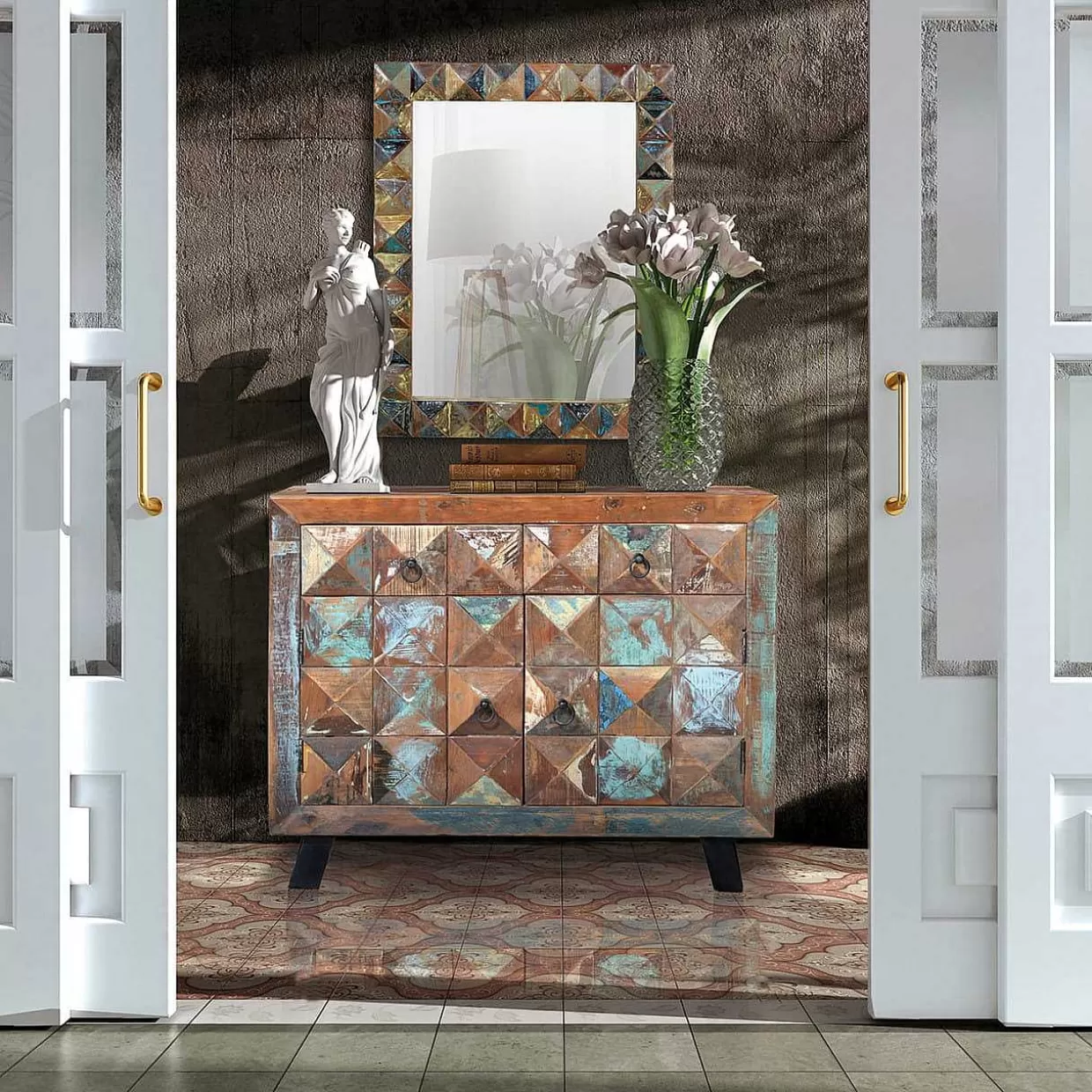 Wandspiegel Diamond Holz Recycelt Multicolor 80X100>mutoni inspiration Sale